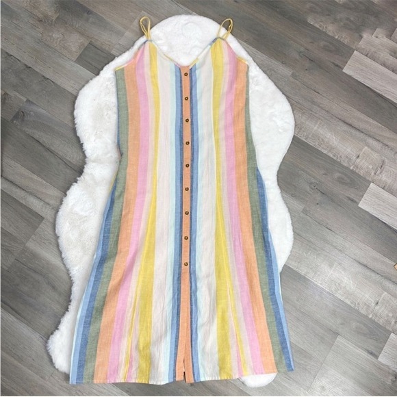 Billabong Lucky Us Striped Sleeveless Midi Dress Pastel Multi Large - Picture 16 of 16